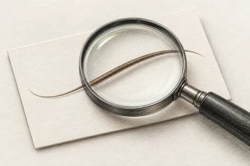 가르마 탈모 위치의 관찰 기준을 설명하는 연필 일러스트