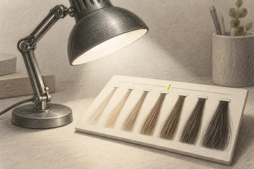 고정된 조명과 hair 표본으로 촬영 조건을 표현한 그림
