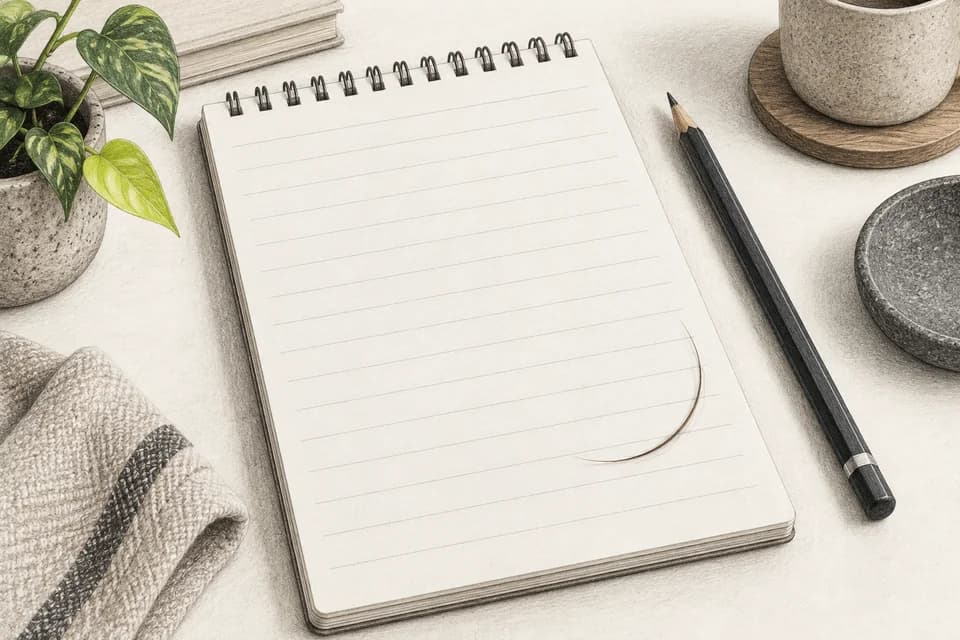 빈 메모지와 hair 한 가닥으로 진료 질문을 정리하는 그림