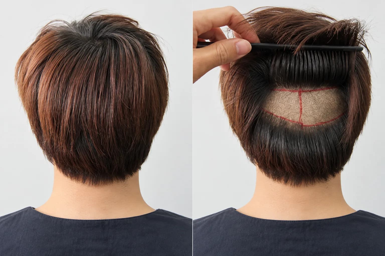 무삭발 채취와 부분삭발 채취 비교